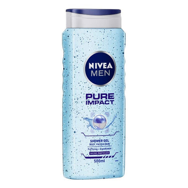 Nivea Men Face Wash, Oil Control, 10x Vitamin C, 150ml & Men Pure Impact Shower Gel, 500ml, Hair, Face & Body Wash